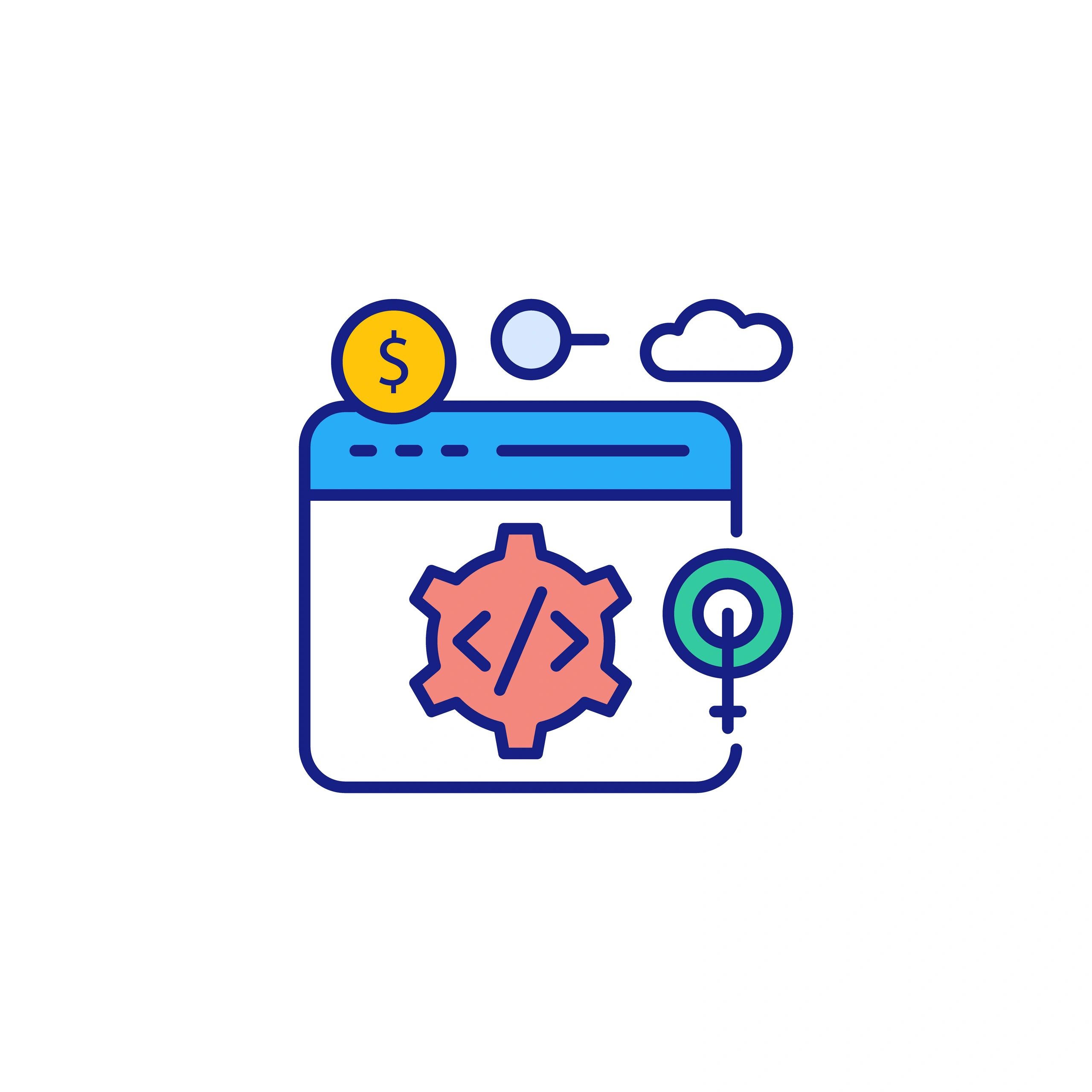 Shared web hosting plan icon (server and cloud) in blue and gray